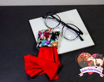 Estuche para limpiar gafas de anime, paño para limpiar gafas de sol, tabletas, teléfono móvil, tela de microfibra para viajes, accesorios geek