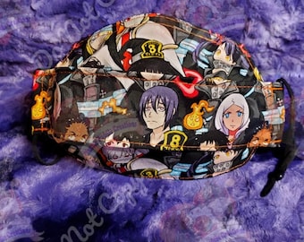 Fire Force, Nerdy Stocking Stuffer, Correa ajustable, Máscara de origami, Reutilizable y lavable, Máscara facial de algodón para hombres, Pequeño regalo para mujeres