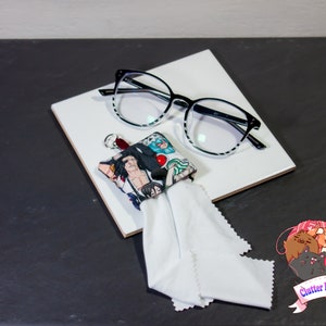 Anime Eyeglass Wipe Pouch, Nerdy Sunglass Cleaning Cloth, Tablets, Cell Phone Wipe, Travel Microfiber Fabric, Geeky Cute Accessories