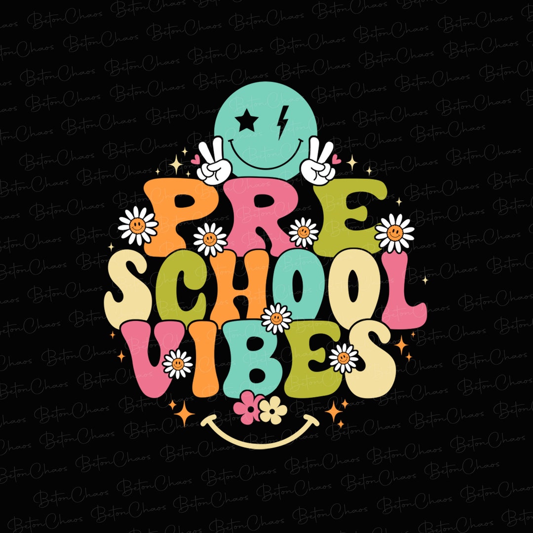 Preschool Vibes Png, Back to School, Preschool Vibes Teacher Png, Retro