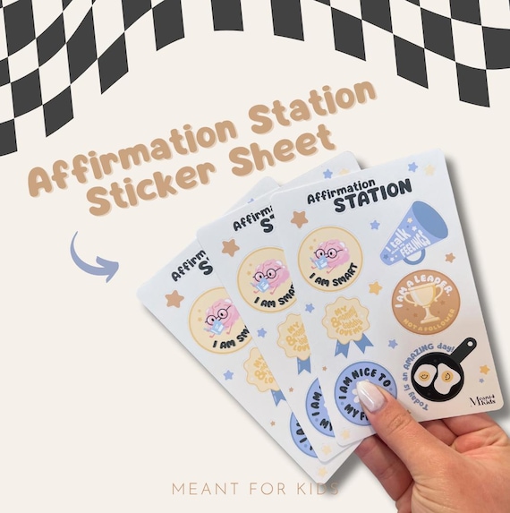 Affirmation Station Sticker Sheet – Positive Kids Affirmations, Emotional Regulation Stickers, Mental Health Tools for Children, Classroom