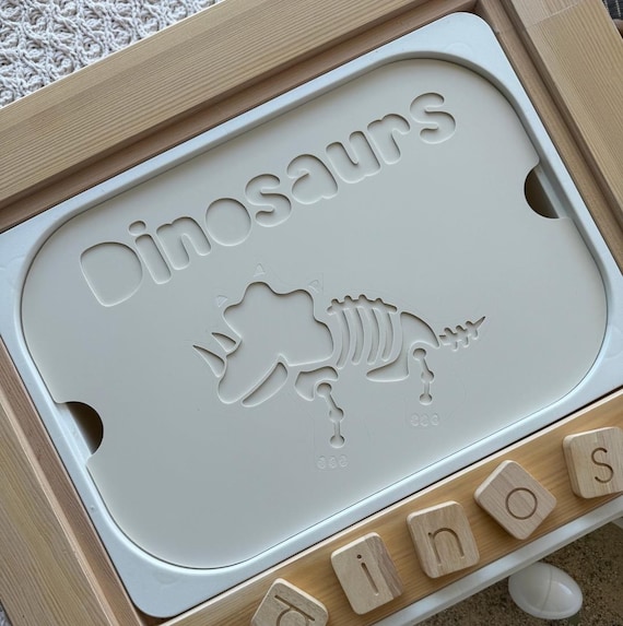 Triceratops Dinosaur Bones Sensory Bin Insert – Fits Large IKEA Trofast | Acrylic Fossil Puzzle Insert | Montessori Sensory Play