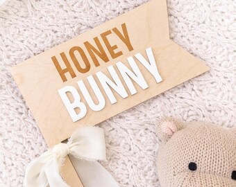 Wooden Easter Basket Pennant | Honey Bunny Spring Decor | Toddler Basket Topper