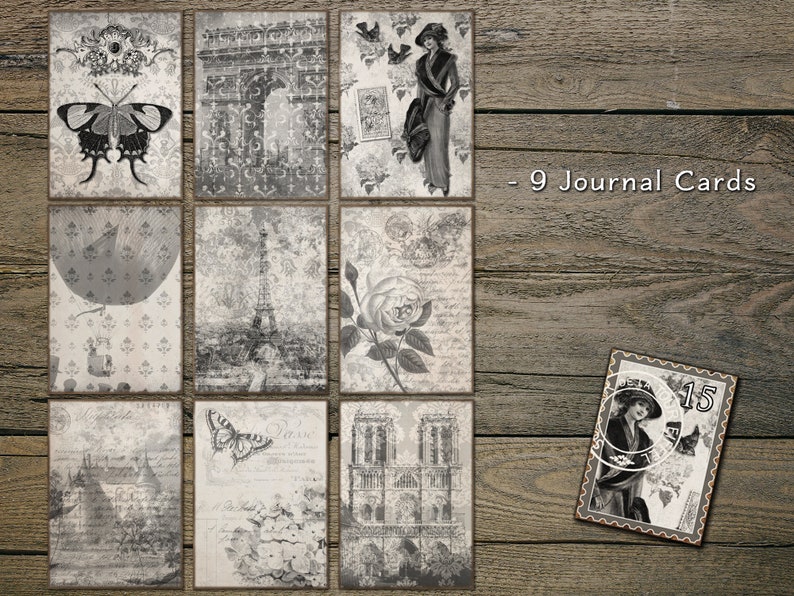 Black and White Shabby Chic Vintage Junk Journal Kit, Black & White ...