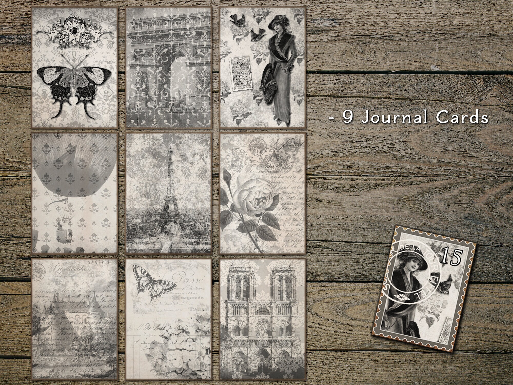 Black and White Shabby Chic Vintage Junk Journal Kit, Black & White ...