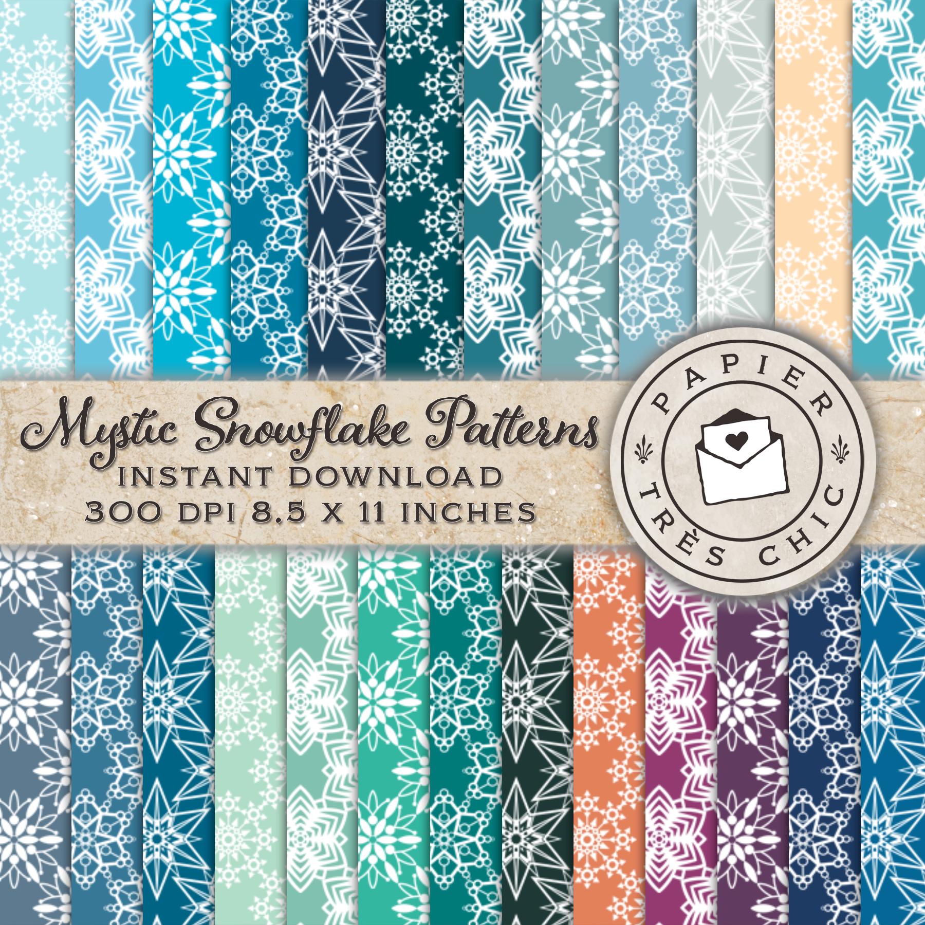 Mystic Snowflake Journal Kit, Snowflake Papers, Printable Snowflakes, Mystical Snowflake Printables. Christmas Gift, Snowflake Junk Journal