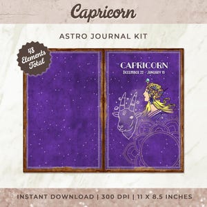 Steenbok astrodagboek, Steenbok dierenriemdagboek, astrologie, hemels, dierenriem, dagboekkit, junk Journal Kit, astrologisch dagboek