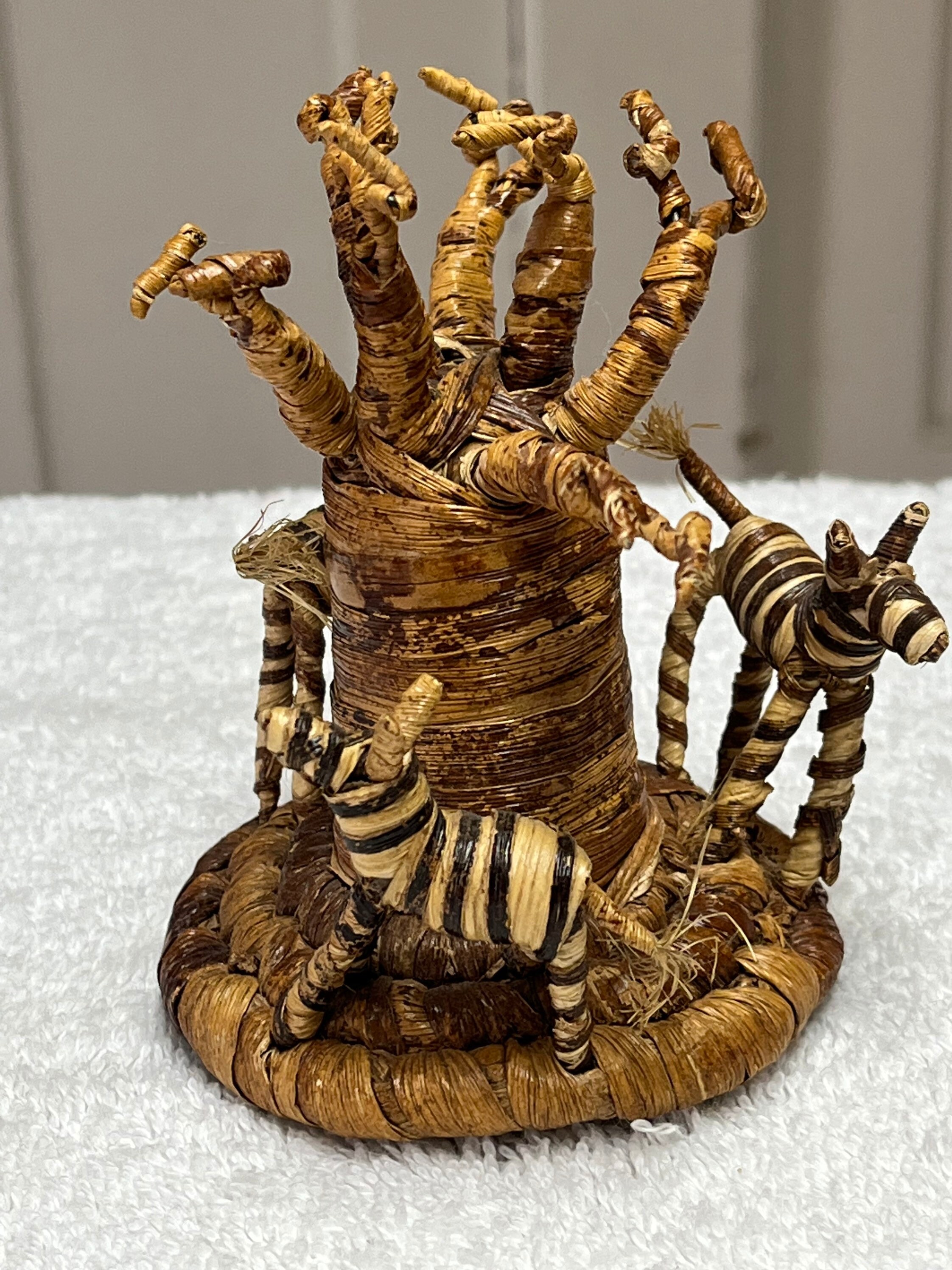 Kenyan Banana Leaf Fiber Baobab Tree With Zebras Etsy