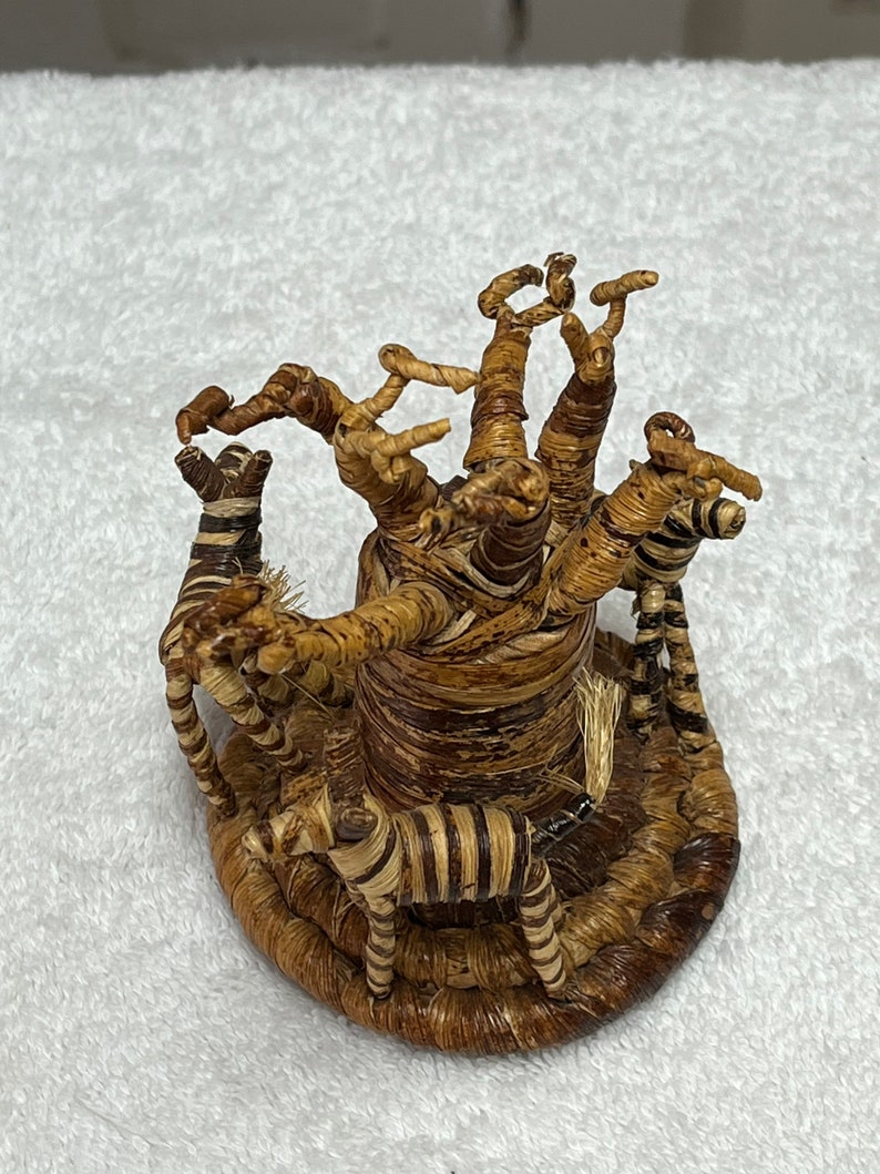 Kenyan Banana Leaf Fiber Baobab Tree With Zebras Etsy