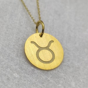 Taurus Necklace, 14K Gold Pendant, Taurus Zodiac Pendant, Zodiac Sign Necklace, Gold Taurus Pendant, Astrology Necklace, Women Zodiac Charm