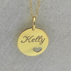 14K Gold Name Necklace, Personalized Gold Charm, Engraved Initials Pendant, Name Necklace For Women, Monogram Necklace, Gold Women Charm