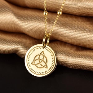 14K Real Solid Triquetra Necklace, Trinity Knot Pendant, Dainty Celtic Jewelry, Irish Charm, Triple Knot Necklace, Trinity Symbol Pendant