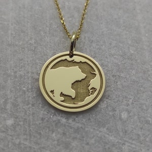 Grizzley Bär Halskette, 14K Gold Anhänger, Eisbär Halskette, Bär mit Gravur, Goldbär Schmuck, personalisierte Anhänger, Anhänger mit Gravur