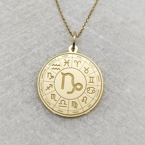 Capricorn Sign Necklace, 14K Solid Gold Pendant, Capricorn Zodiac Charm, Astrology Sign Necklace, Personalized Pendant, Dainty Gold Charm