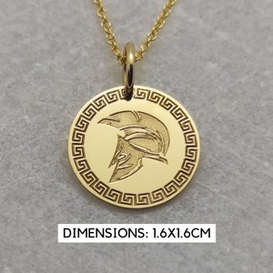 Spartan Necklace, Leonidas Pendant, 14K Gold Charm, Greek Warrior Necklace, Spartan Warrior Pendant, Ancient Greek Jewelry, Gold Greek Charm
