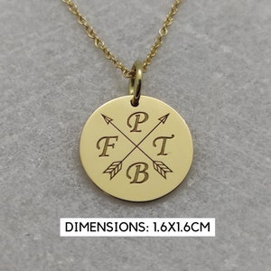 Initials Gold Pendant, 14K Gold Necklace, Engraved Letter Charm, Monogram Necklace, Engraved Initials, Personalized Pendant, Gold Disc Charm