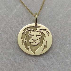 9K Solid Gold Lion Pendant, Gold Lion Head Necklace, Personalized King Lion Charm, Animal Jewelry,  African Lion Necklace, Wild Lion Pendant