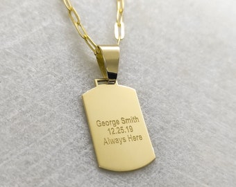 Gold Dog Tag Necklace - Etsy