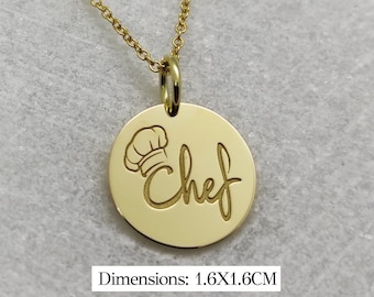 Collier de couteau de chef, pendentif de chef, breloque en or massif 14K, collier de cuisine, collier personnalisé, pendentif personnalisé, collier de cuisinier, cadeaux de chef