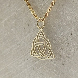 14K Solid Gold Triquetra Halskette, keltischer Anhänger, Triquetra Schmuck, Triquetra Anhänger, gravierte religiöse Halskette, keltischer Anhänger