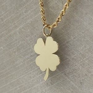 14K Solid Gold Lucky Clover Pendant, Shamrock Necklace, Dainty Clover Jewelry, Good Luck Necklace, 4 Leaf Clover Charm, Luck Clover Pendant