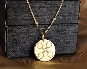 14K Solid Gold Adinkra Nyame Nnwu Na Me Wu Symbol Pendant Necklace