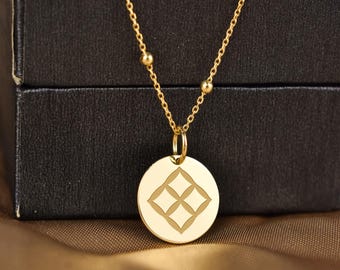 14K Solid Gold Eban Necklace, Adinkra Fence Symbol Pendant, Akan Home Protection Meaning, Ghana Cultural Jewelry, African Heritage Sign