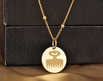 14K Solid Gold Duafe Necklace, Adinkra Wooden Comb Symbol Pendant, Akan Cleanliness Meaning, Ghana Cultural Jewelry, African Heritage Sign