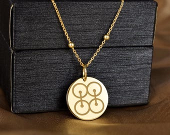 14K Solid Gold Mate Masie Necklace, Adinkra Mate Masie Symbol Pendant, Akan Knowledge Meaning, Ghana Cultural Jewelry, African Heritage Sign