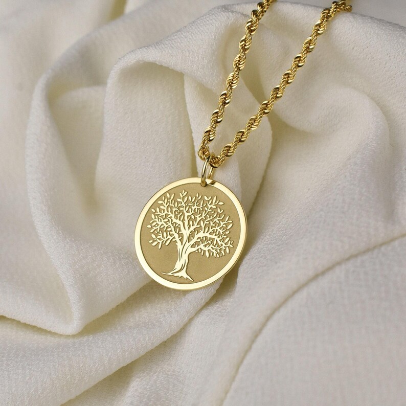 14K Solid Gold Tree of Life Necklace: Personalized Family Tree Pendant ...