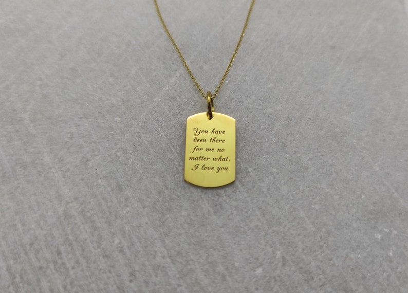 14K Solid Gold Dog Tag Necklace 14K Solid Gold Pendant Etsy
