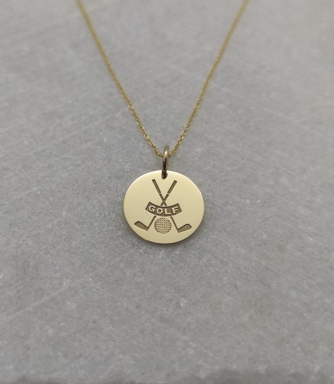 Gold Necklace 14K Gold Pendant Golf Ball Pendant Engraved Etsy UK