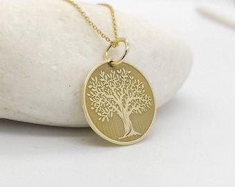 14K Gold Tree of Life Pendant: Personalized Family Tree Necklace