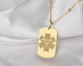 14K Solid Gold Medical Pendant Necklace: Personalized Pharmacist Gift