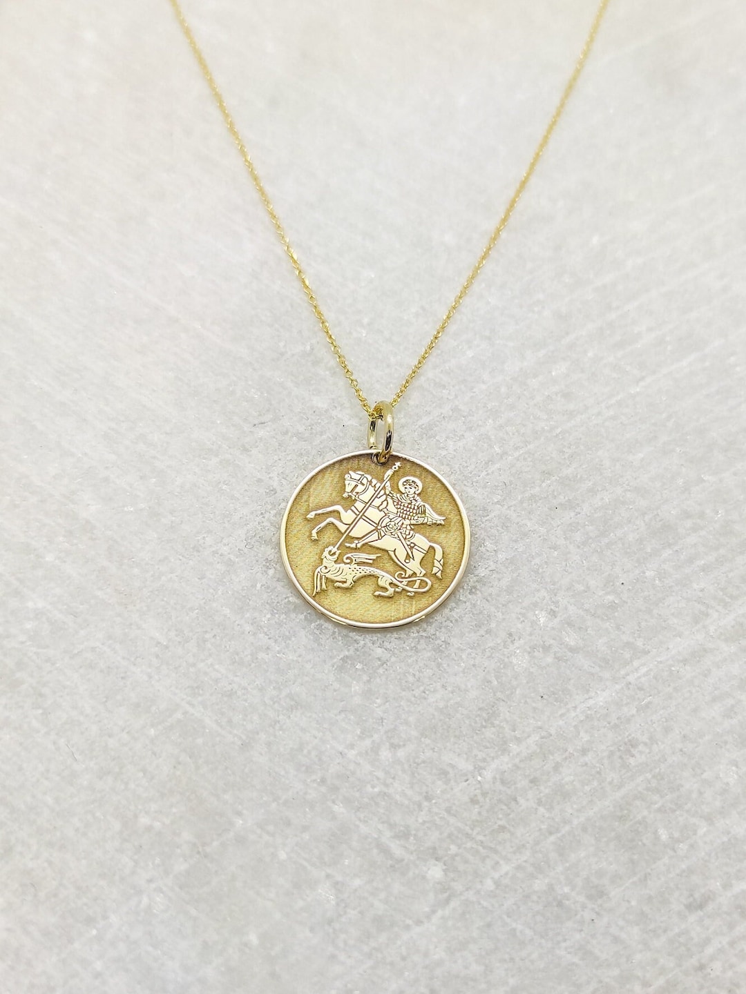 14K Solid Gold Saint Pendant, Personalized Saint Necklace