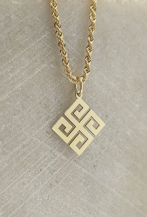 Greek key necklace gold deals