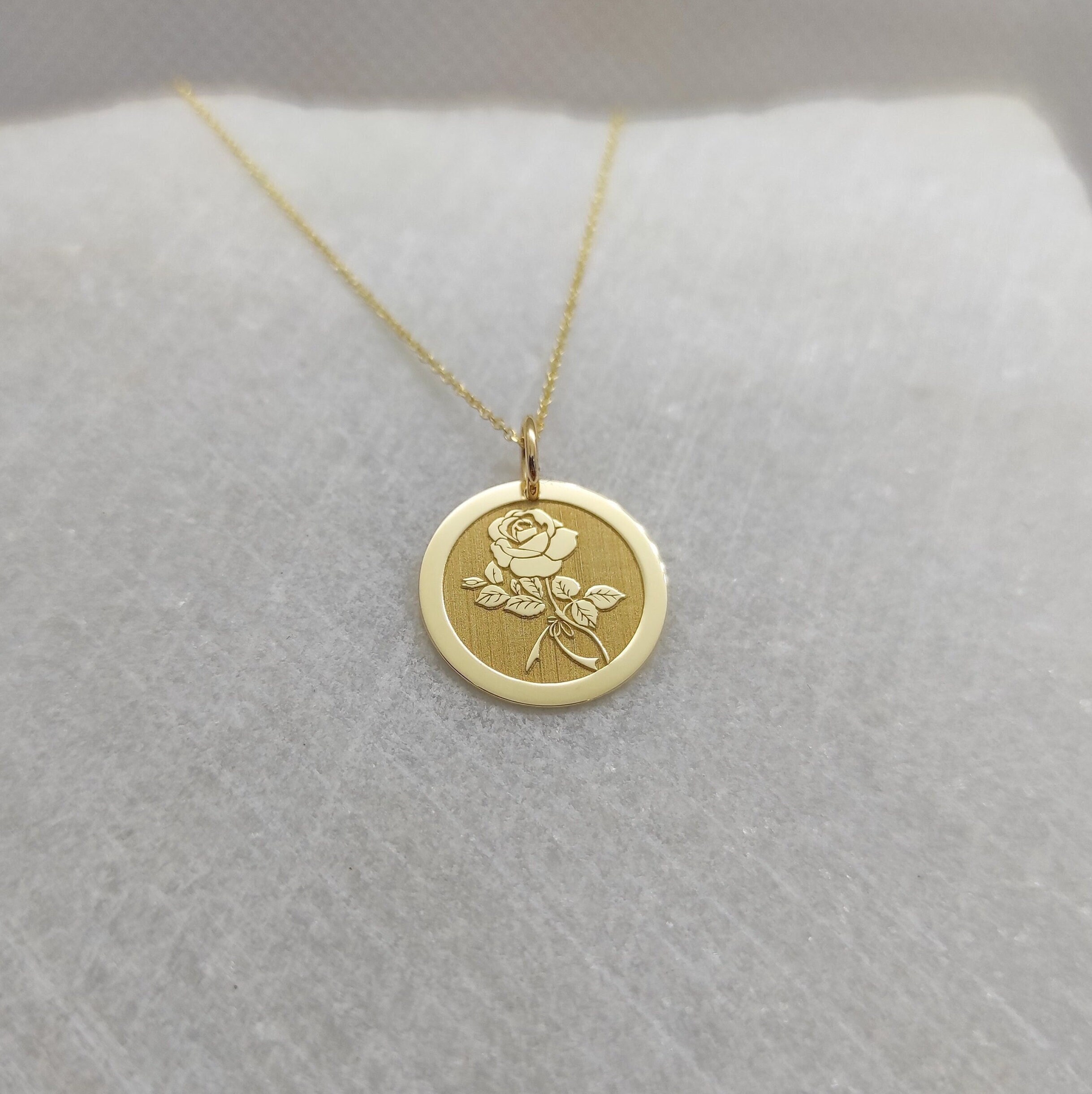 14K Real Solid Gold Rose Flower 