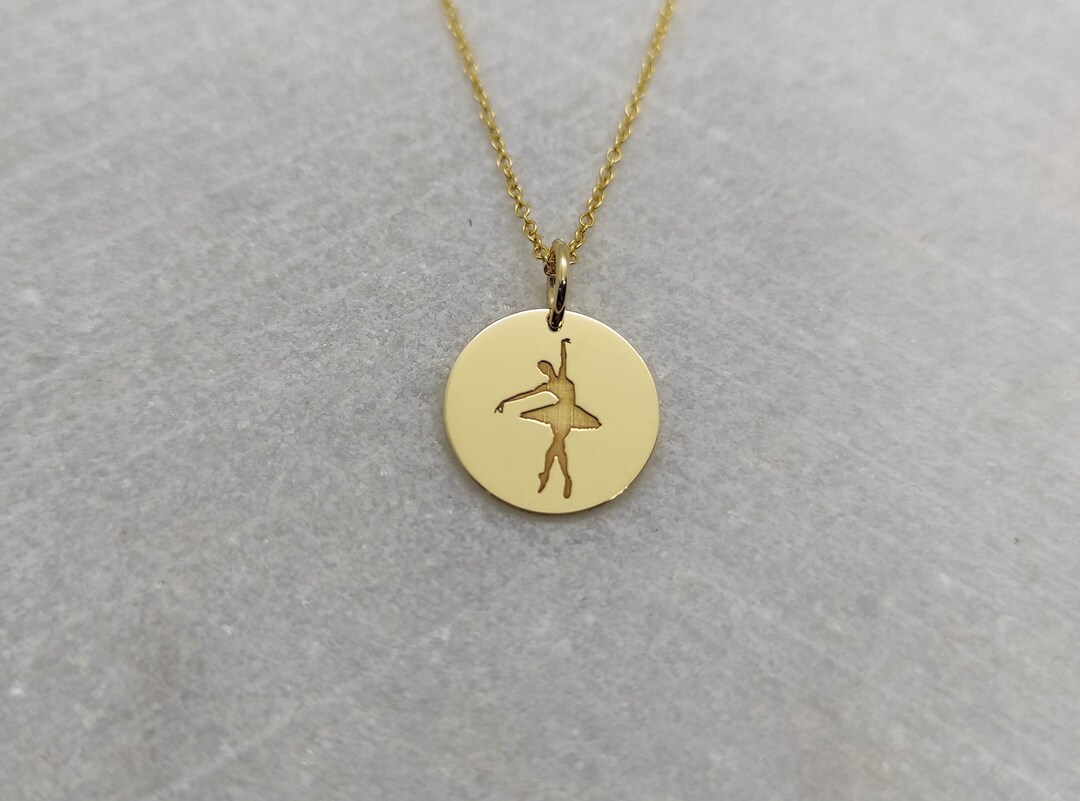 9K Solid Gold Ballerina Necklace: Personalized Dance Charm - Etsy