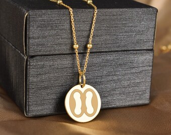 14K Solid Gold Nkonsonkonson Pendant Necklace, Akan Unity Symbol