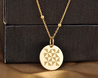 14K Solid Gold Kyemfere Necklace, Adinkra Kyemfere Symbol Pendant, Akan Cultural Meaning, Ghana Cultural Jewelry