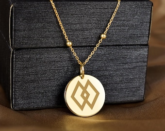 14K Solid Gold Epa Necklace, Adinkra Handcuffs Symbol Pendant, Akan Law Justice Meaning, Ghana Cultural Jewelry, African Heritage Sign