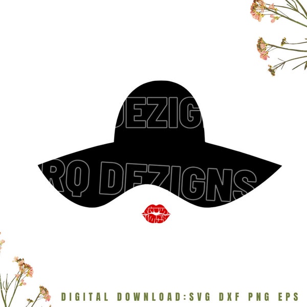 Woman Hat Svg, Girl Hat Svg, Lady Hat Svg, Red Lips Svg, Kiss svg, Lips svg, 1x zip folder : Svg Dxf Eps Png |