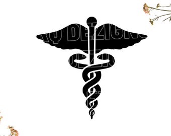 Caduceus Svg, Símbolo médico SVG, MD Svg, Estrella de la vida Svg, Doctor Svg, Enfermera Svg, Png, descarga digital 1x Carpeta Zip: x Svg Dxf Eps Png