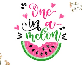 One in a melon Svg, one in a melon first birthday, Watermelon Svg, Watermelon Shirt Design summer svg, 1st svg,1 xZip Folder Svg Dxf Eps Png