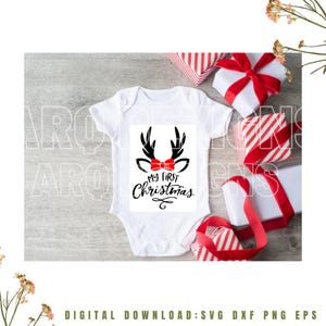 Noël SVG, Svg de visages de renne, visages de renne, premier Noël svg, svg de bébé grandir, garçon renne Svg, 1 xZipFolder : SVG Dxf Eps Png