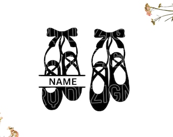 Ballet Shoes SVG, Ballerina shoes svg, Name Ballet Shoes svg, Ballerina SVG, Dance svg, Cricut, Silhouette, 1x zip folder : Svg Dxf Eps Png