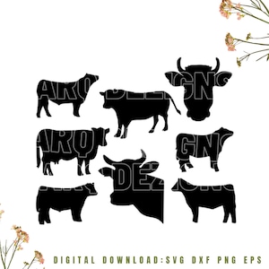 Cow bundle svg | Cow svg | Cricut | Silhouette | Digital Download | Cut File | 1x Zip Folder : x Svg Dxf Eps Png |