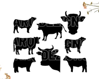 Cow bundle svg | Cow svg | Cricut | Silhouette | Digital Download | Cut File | 1x Zip Folder : x Svg Dxf Eps Png |