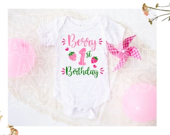First birthday SVG,Berry First Birthday svg, One svg,1st Birthday, Strawberry Birthday svg, Cricut, Silhouette,1 xZip Folder Svg Dxf Eps Png