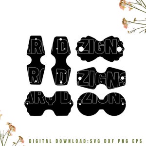 May include: Set of six black and white printable gift tags with the text "ARDIZIGNS" in a stylized font. The tags are shaped like a rectangle, a circle, and a bow tie.